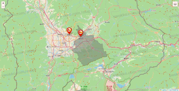 山梨県のロッテリアの店舗地図