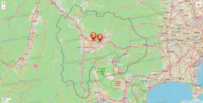 山梨県のロッテリアの店舗地図