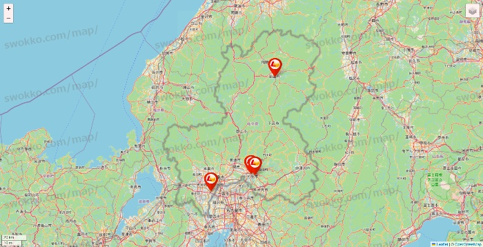 岐阜県のロッテリアの店舗地図
