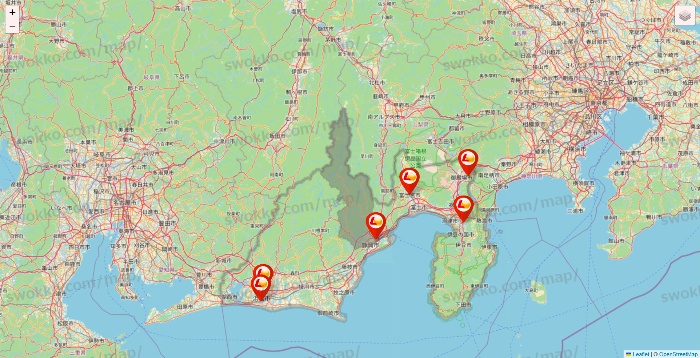 静岡県のロッテリアの店舗地図