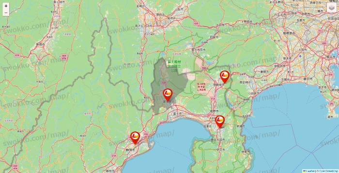 静岡県のロッテリアの店舗地図