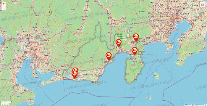 静岡県のロッテリアの店舗地図