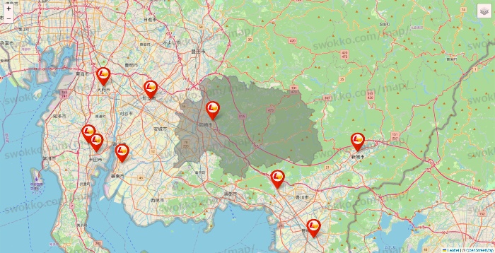 愛知県のロッテリアの店舗地図