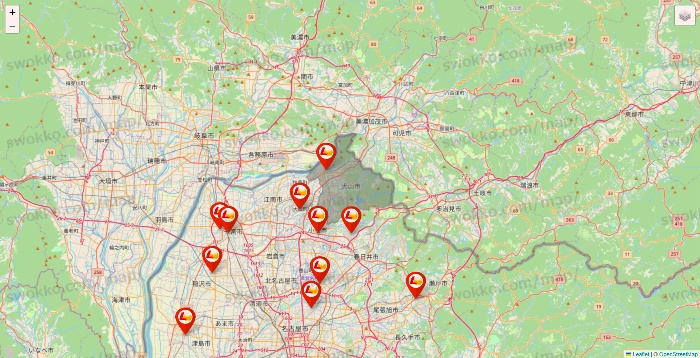 愛知県のロッテリアの店舗地図