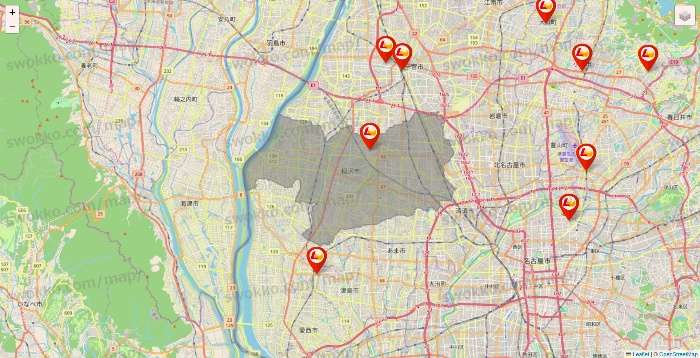 愛知県のロッテリアの店舗地図