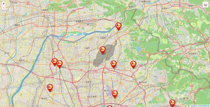 愛知県のロッテリアの店舗地図