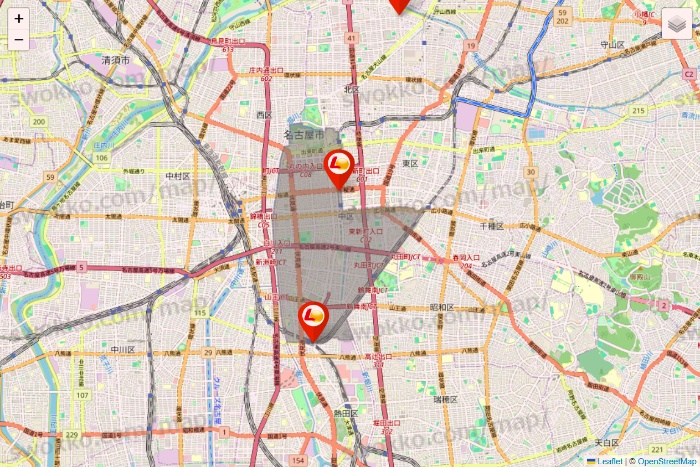 愛知県のゼッテリアの店舗地図