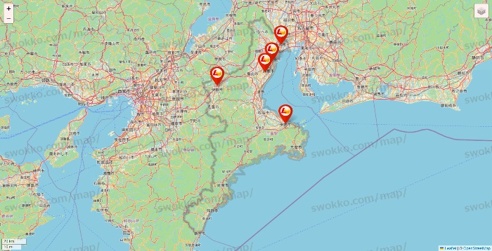 三重県のロッテリアの店舗地図