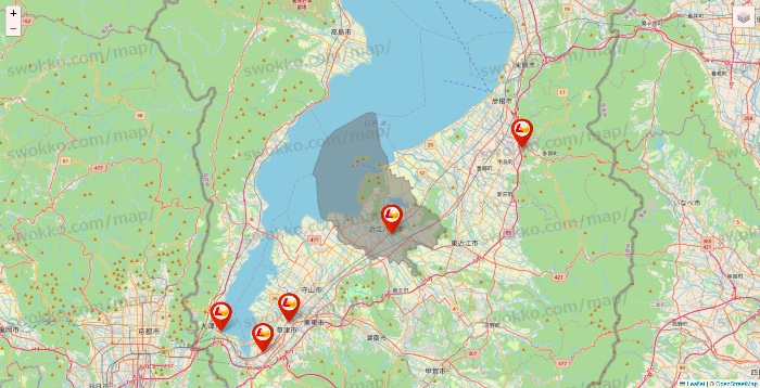 滋賀県のロッテリアの店舗地図