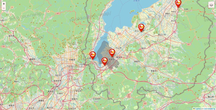 滋賀県のロッテリアの店舗地図