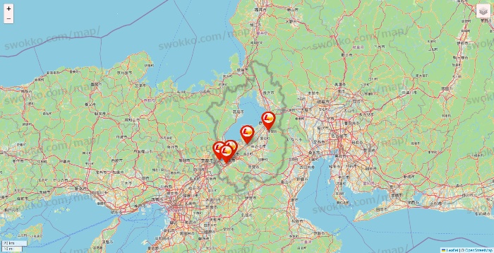 滋賀県のロッテリアの店舗地図