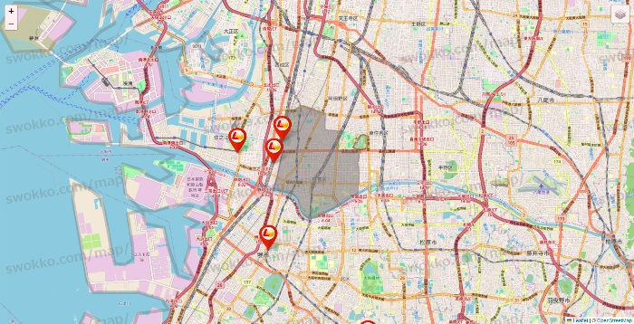 大阪府のロッテリアの店舗地図