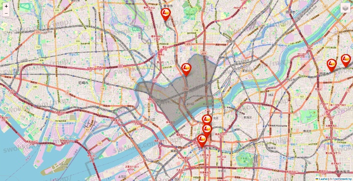 大阪府のロッテリアの店舗地図