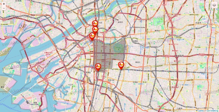 大阪府のロッテリアの店舗地図