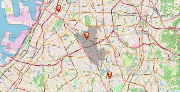 大阪府のロッテリアの店舗地図