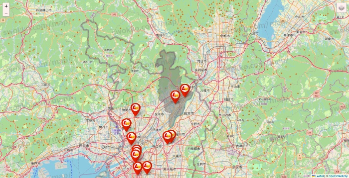 大阪府のロッテリアの店舗地図