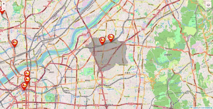 大阪府のロッテリアの店舗地図