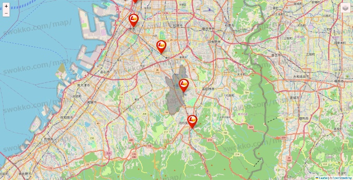 大阪府のロッテリアの店舗地図