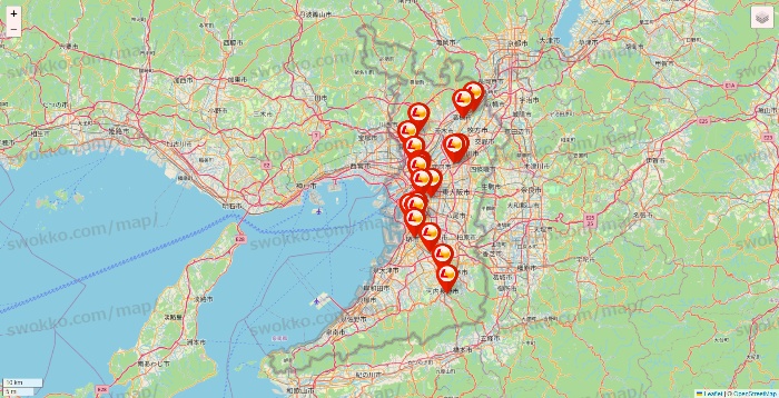大阪府のロッテリアの店舗地図
