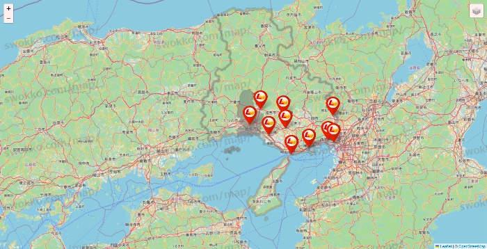 兵庫県のロッテリアの店舗地図