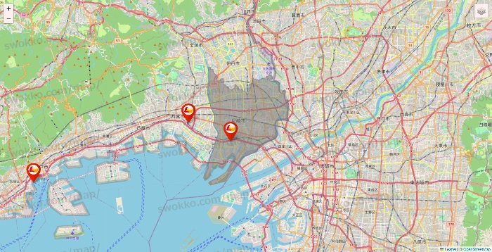 兵庫県のロッテリアの店舗地図