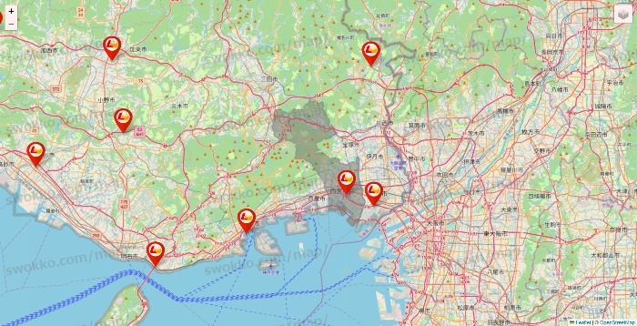 兵庫県のロッテリアの店舗地図