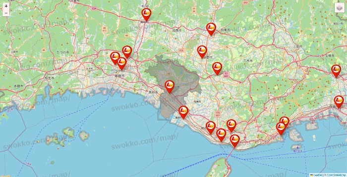 兵庫県のロッテリアの店舗地図