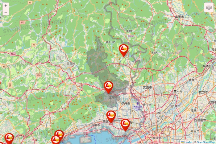 兵庫県のゼッテリアの店舗地図