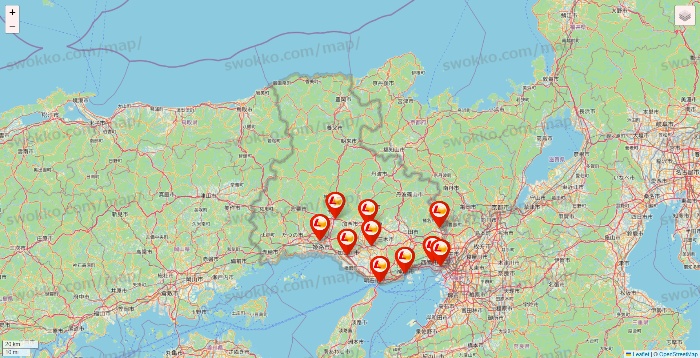 兵庫県のロッテリアの店舗地図