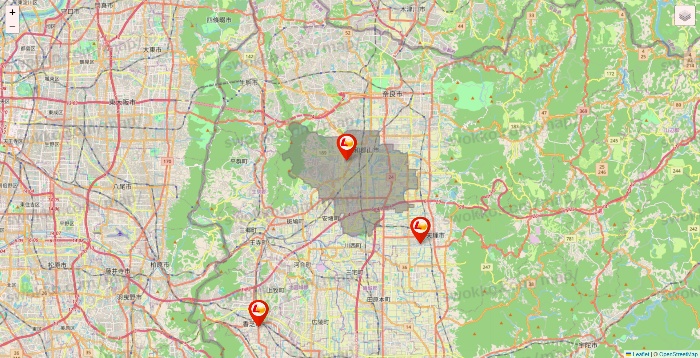 奈良県のロッテリアの店舗地図