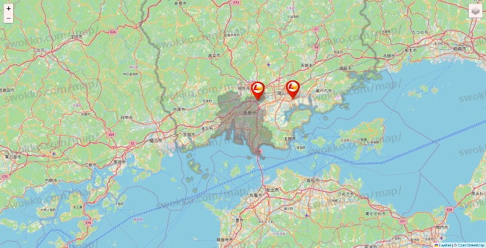 岡山県のロッテリアの店舗地図