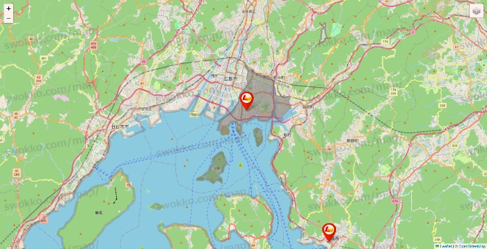 広島県のロッテリアの店舗地図