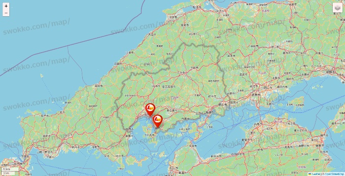 広島県のロッテリアの店舗地図