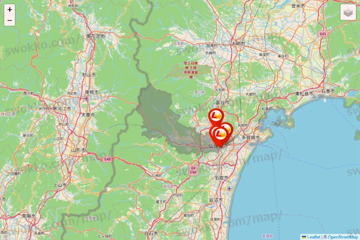 宮城県のゼッテリアの店舗地図