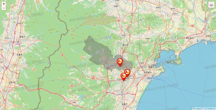 宮城県のロッテリアの店舗地図