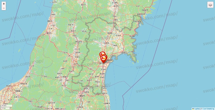 宮城県のロッテリアの店舗地図