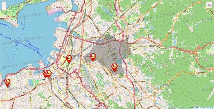 福岡県のロッテリアの店舗地図