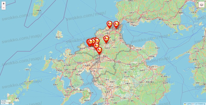 福岡県のロッテリアの店舗地図