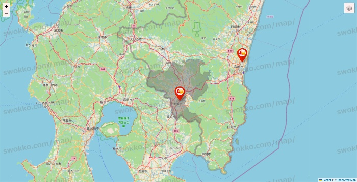 宮崎県のロッテリアの店舗地図