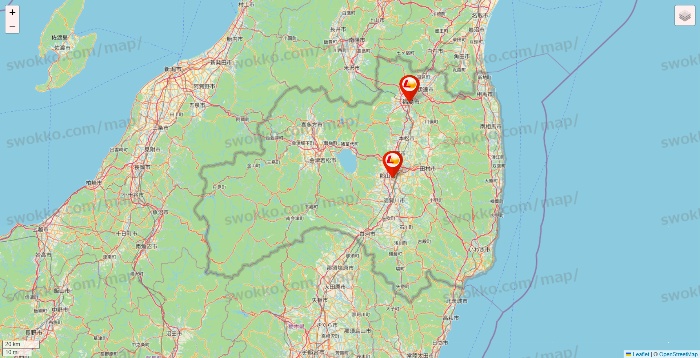福島県のロッテリアの店舗地図