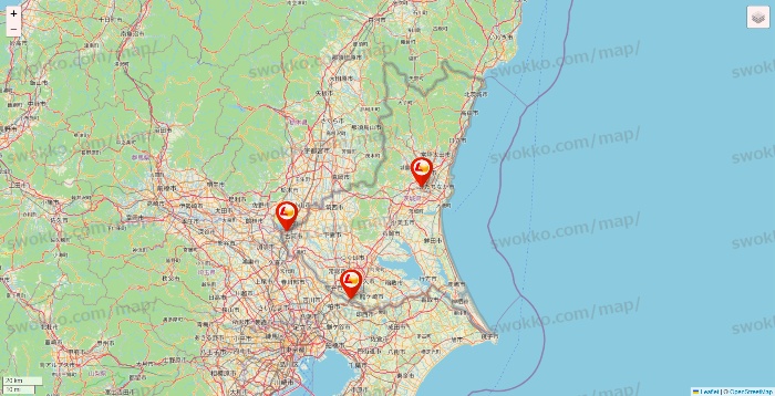 茨城県のロッテリアの店舗地図