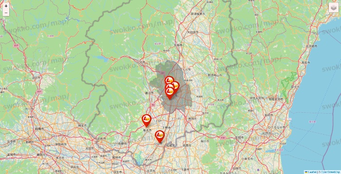 栃木県のロッテリアの店舗地図