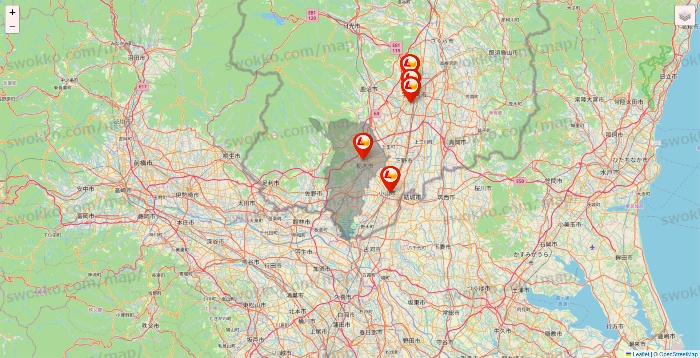 栃木県のロッテリアの店舗地図