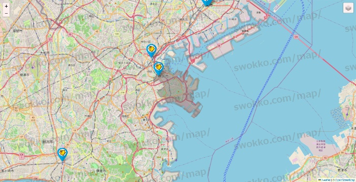 神奈川県のマンボー（MANBOO!）の店舗地図