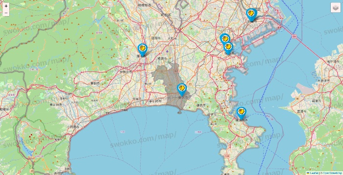 神奈川県のマンボー（MANBOO!）の店舗地図
