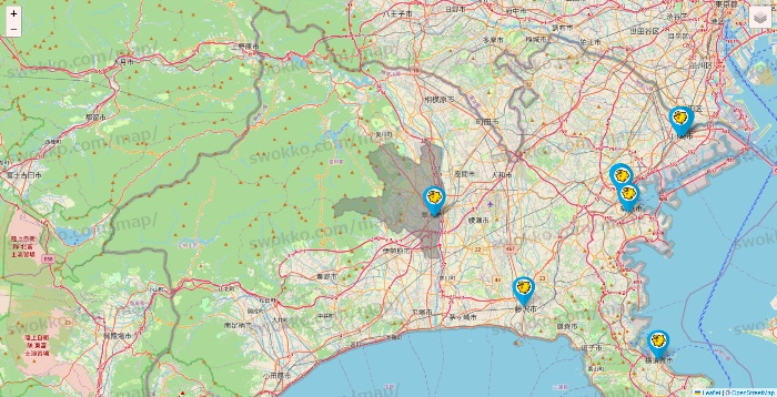 神奈川県のマンボー（MANBOO!）の店舗地図