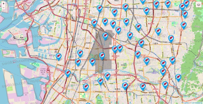 大阪府のマンダイの店舗地図