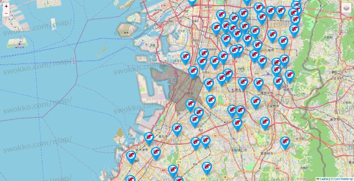 大阪府のマンダイの店舗地図
