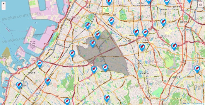 大阪府のマンダイの店舗地図