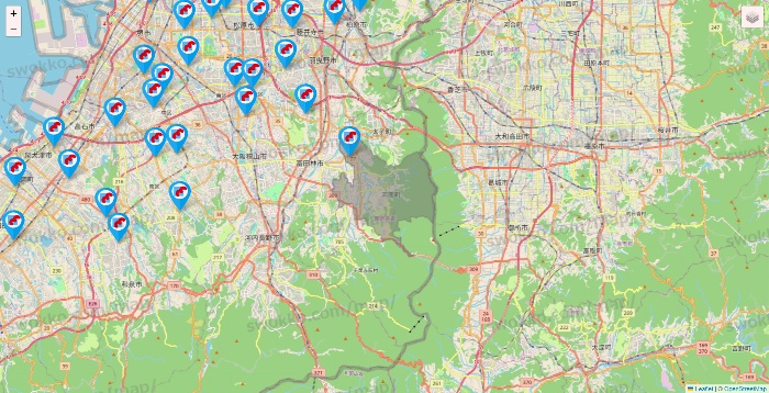 大阪府のマンダイの店舗地図